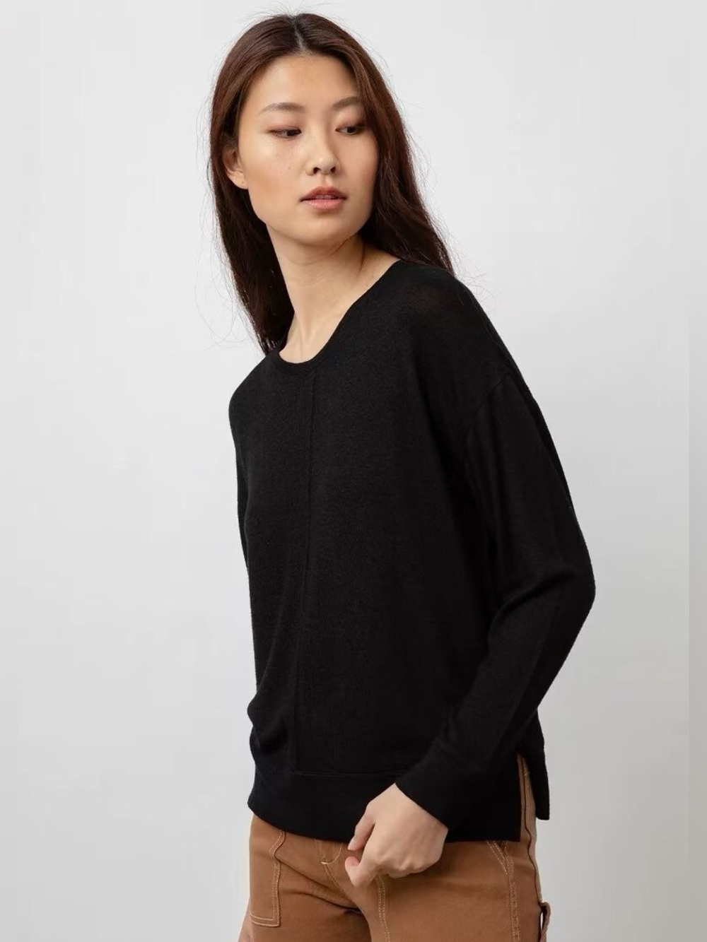 Rails Iggy Black Crewneck Knit Pullover Top XS Fits S